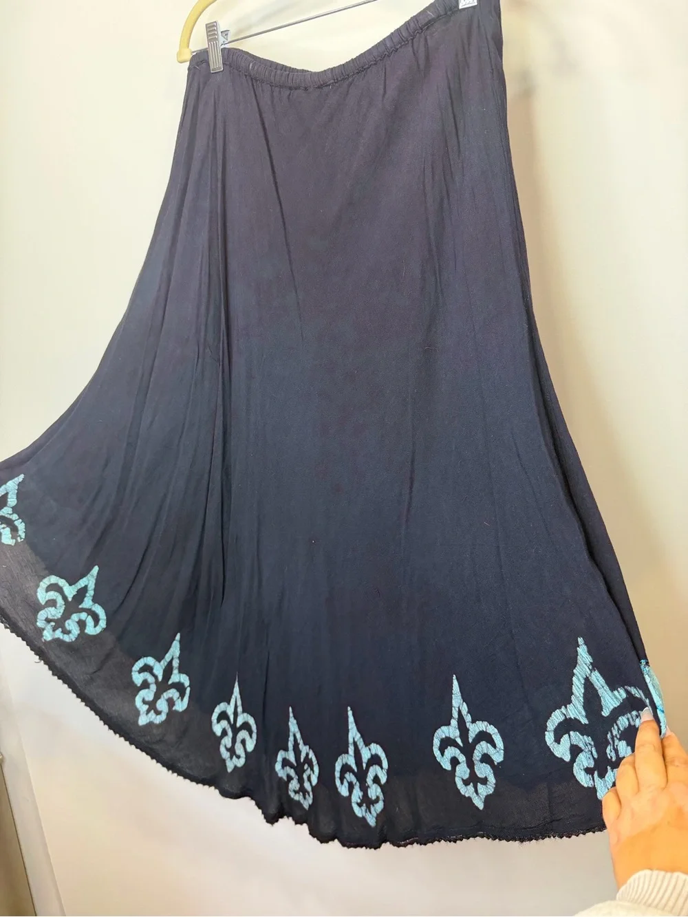 Navy Maxi Skirt with Turquoise Hem Accent